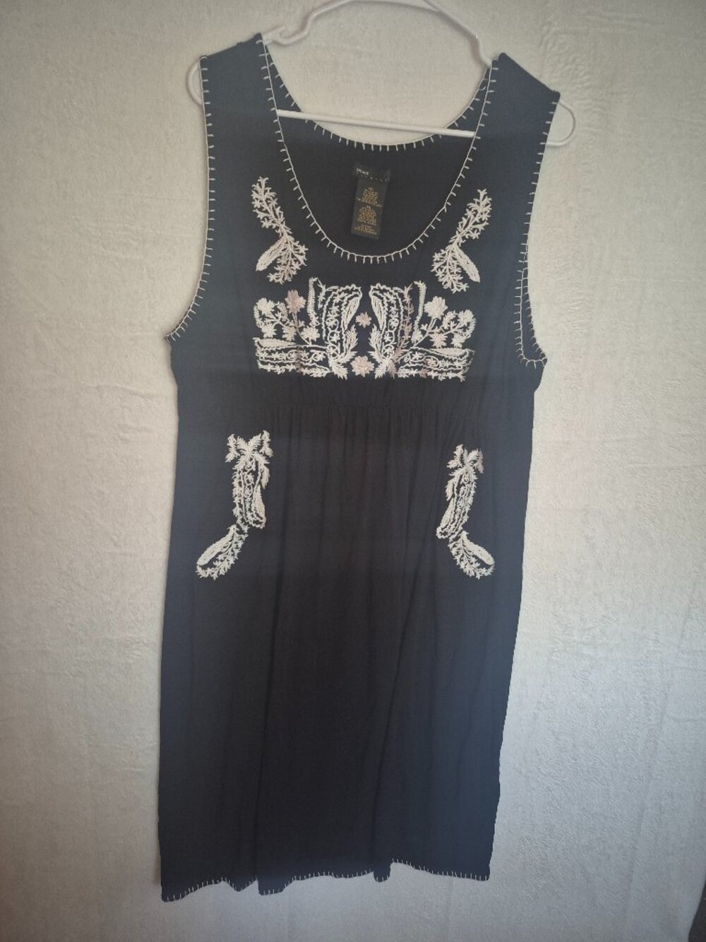 Grace Elements Black Embroidered Floral Boho Dress Size XXL Folk Cottagecore